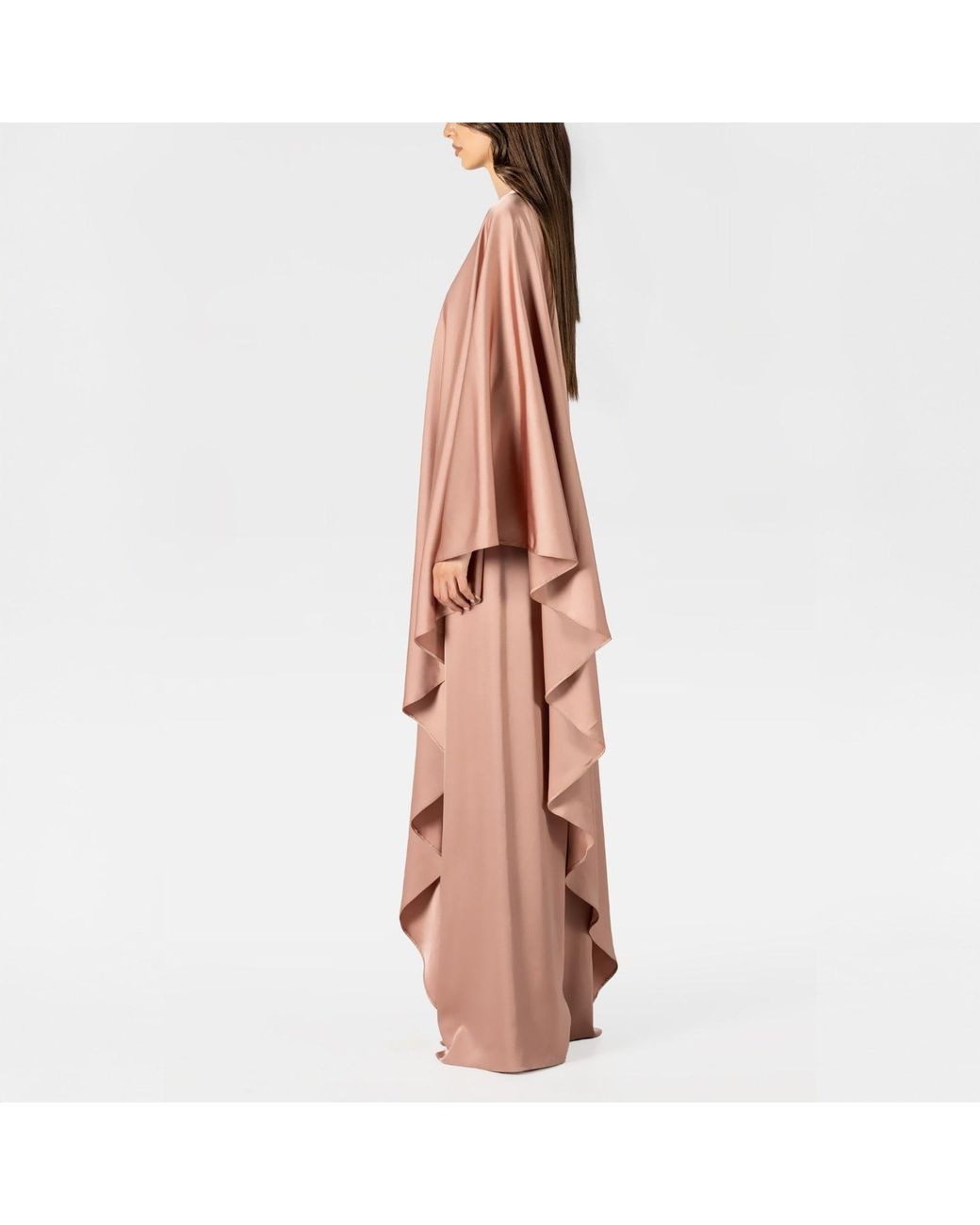 LIA ARAM Pink Neutrals Mono Drape Greige Gown