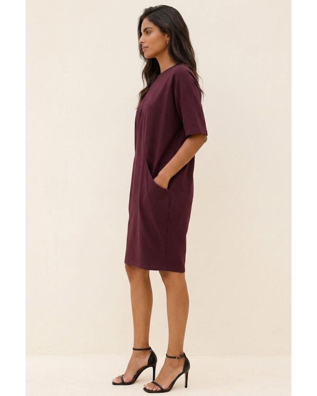Conquista Purple Architectural Cocoon Jersey Dress