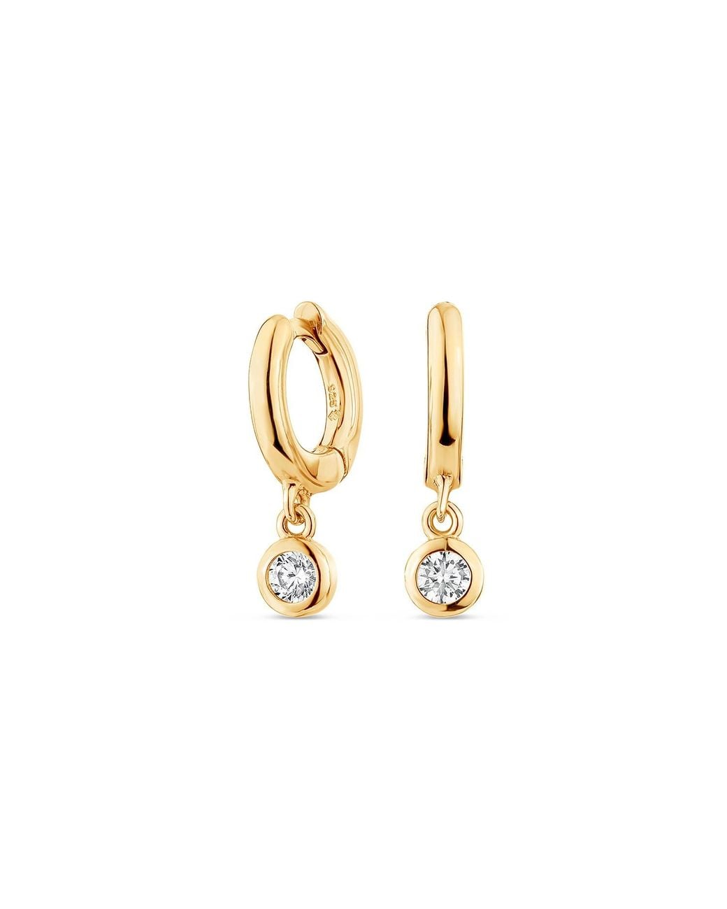 SALLY SKOUFIS Metallic Minx Solitaire Huggie Earrings With Made Cz Diamond Stimulant