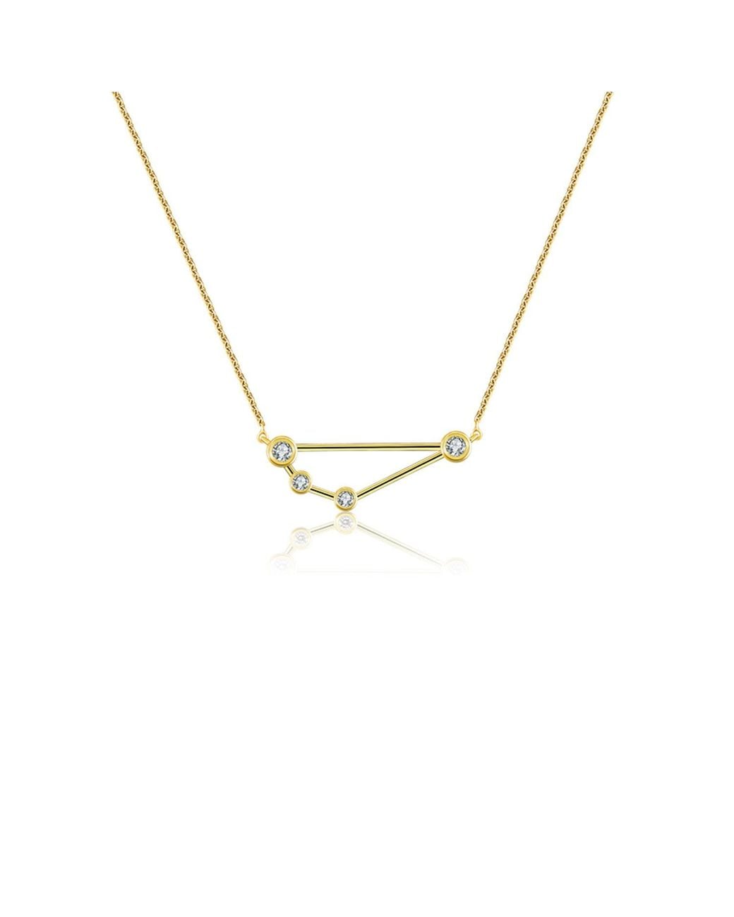 Genevieve Collection Metallic Capricorn Zodiac Constellation Necklace 18K & Diamond