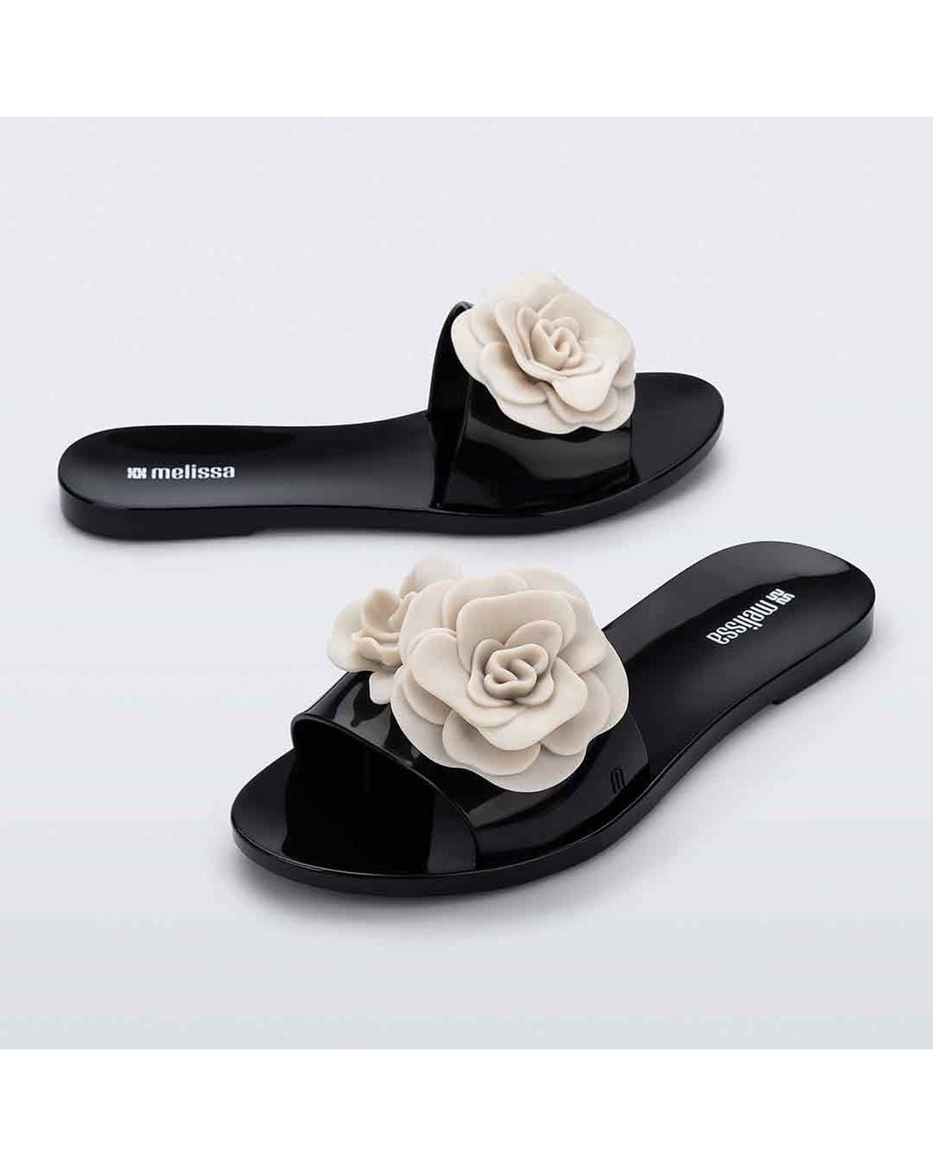 Melissa Black Babe Petals Flat Slides