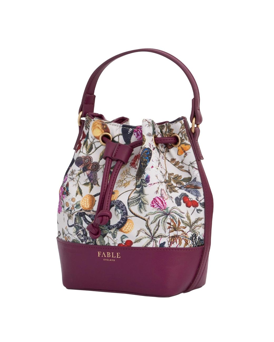 Fable England Purple X Natural History Museum Floral Engravings Bucket Bag