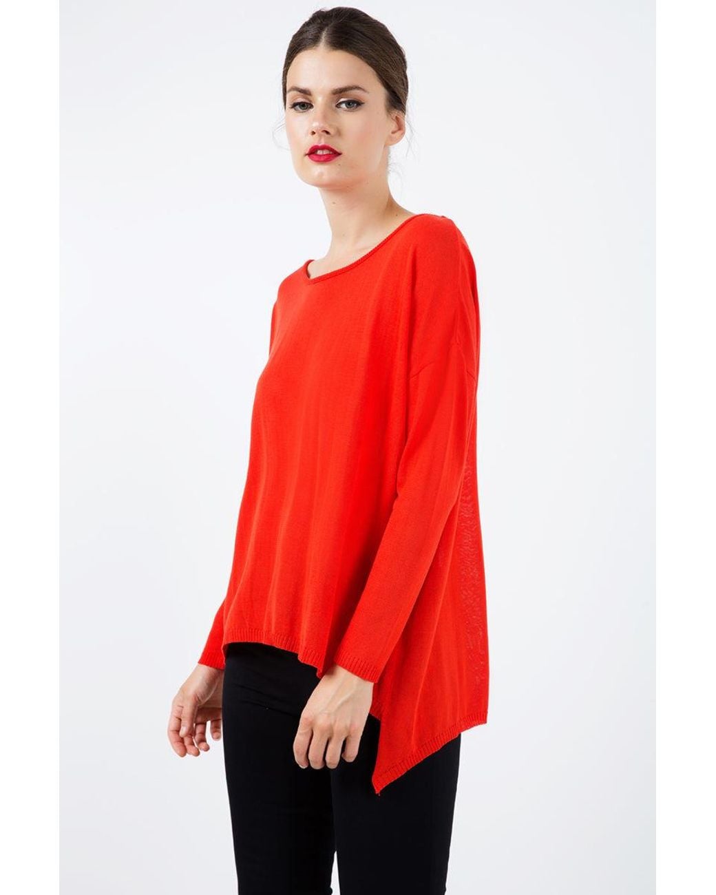 Conquista Red Loose Knit Top
