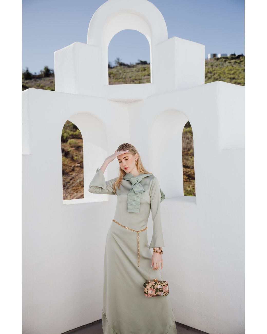 Rave on Trend Green Slip Long Sleeve Dress
