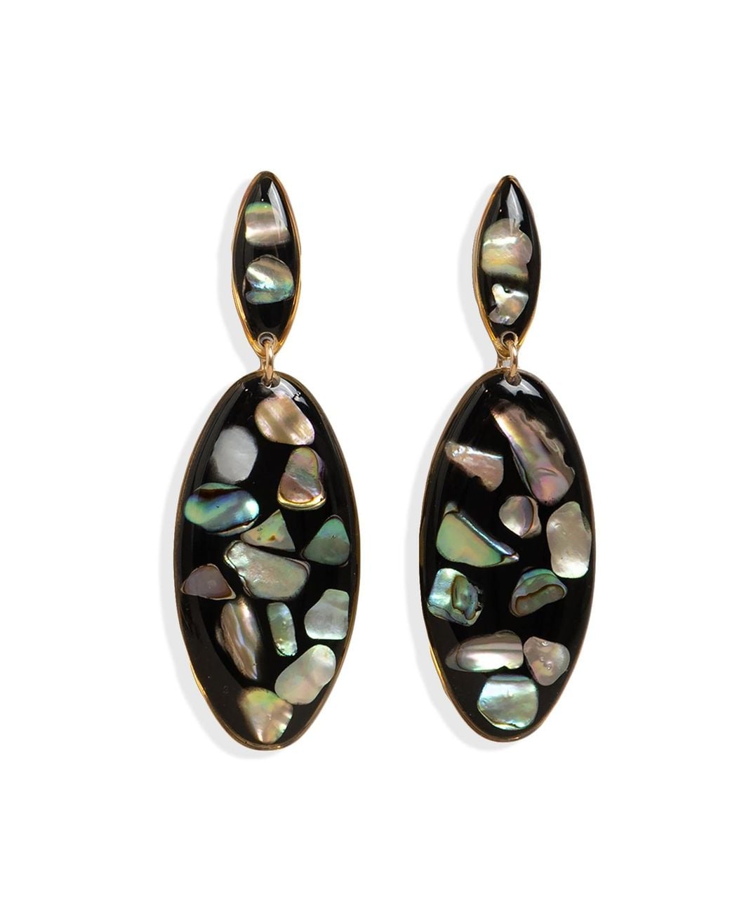 Kate Koel Black Statement Jet Abalone Earrings