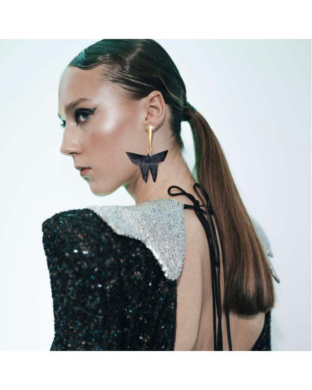 Laura Daili Blue Midnight Butterfly Earrings