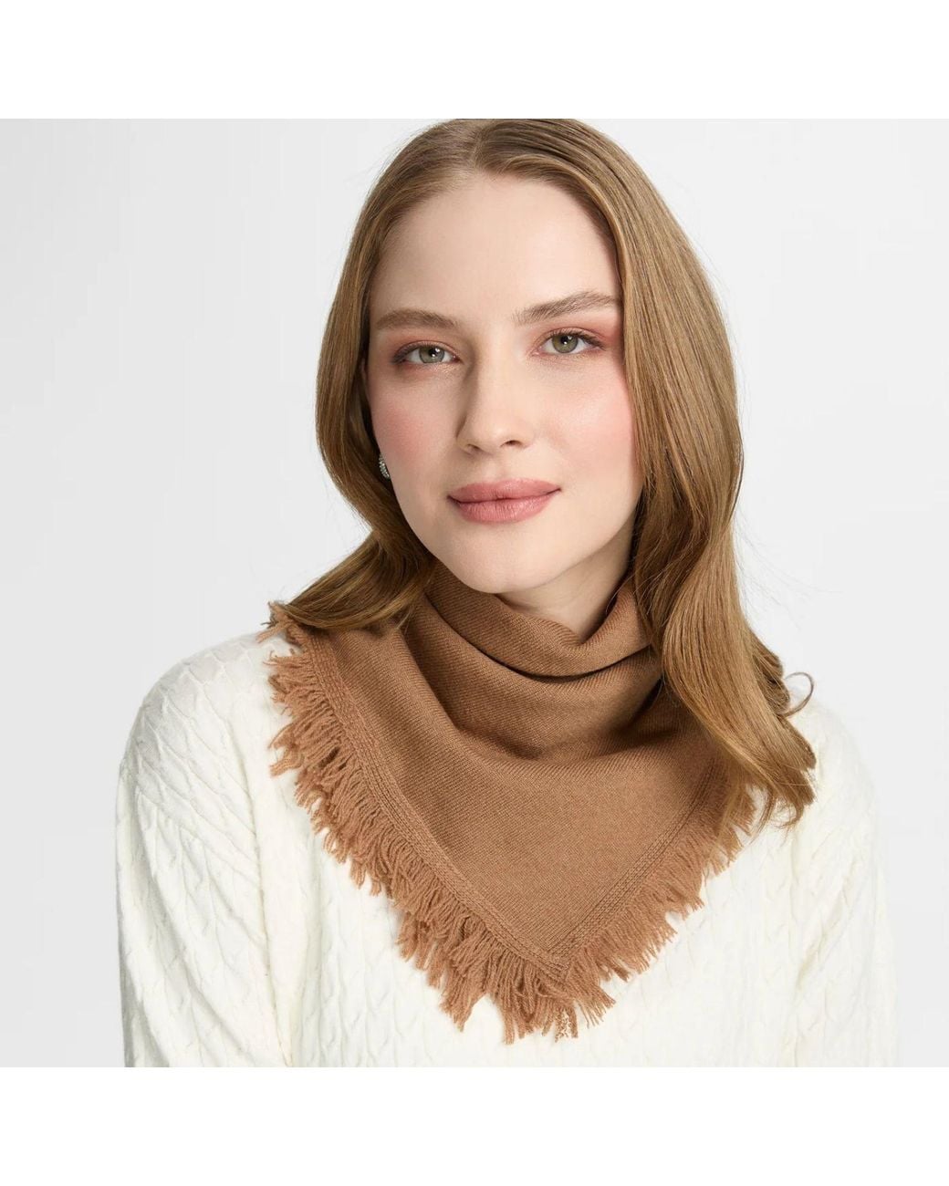 Mohair&Angora Brown Wool Foulard Caria Camel