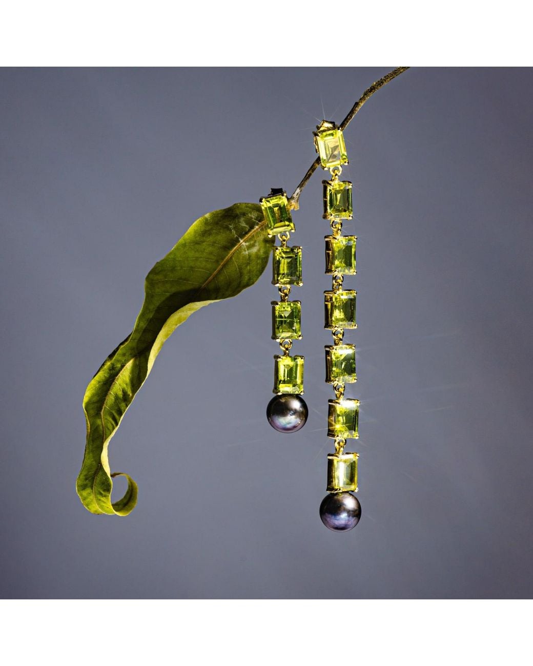 German Kabirski Metallic Vera Asymmetric-Plated Earrings With Peridot & Pearl