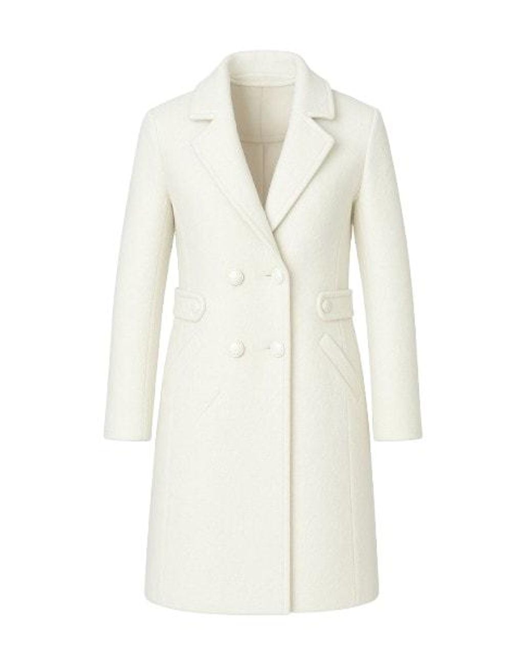 Conquista White Neutrals Cosy Double Breasted Coat