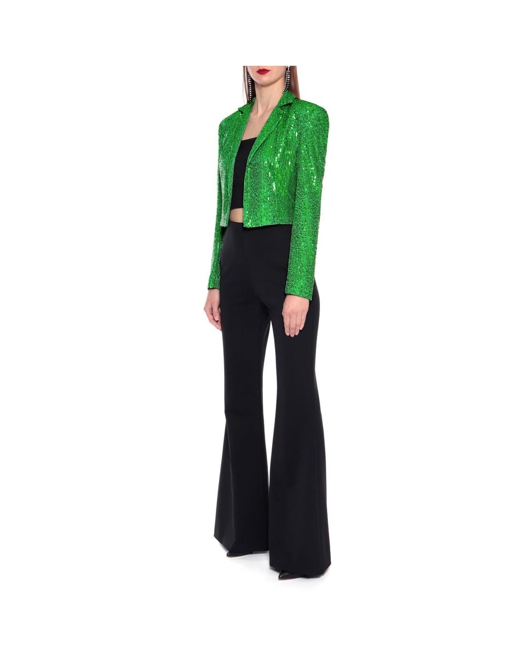 AGGI by HALEWSKI Green Shannon Shamrock Short Sequin Blazer