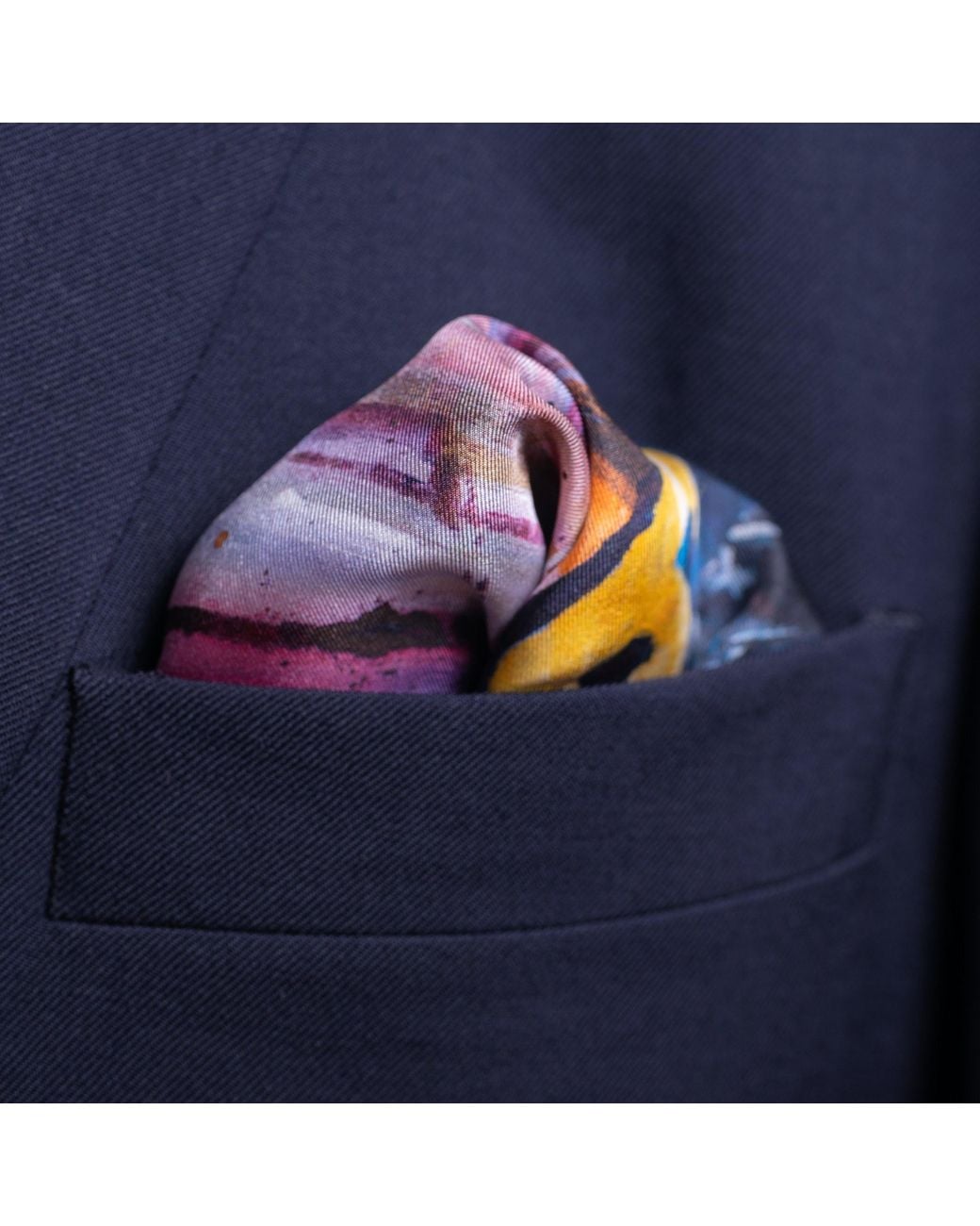 Otway & Orford Blue Neck & Neck Horse Racing Silk Pocket Square. Full-Size for men
