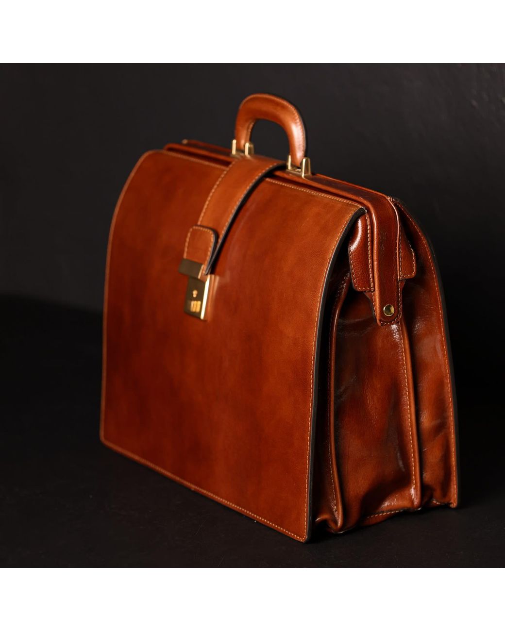 Time Resistance Brown Large Leather Briefcase for men