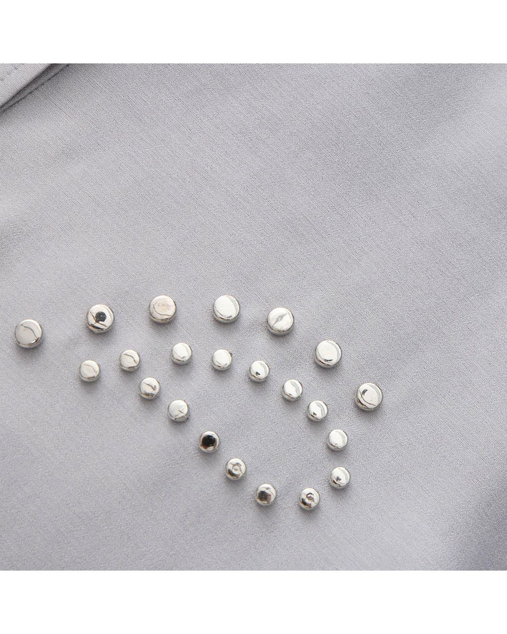 FRONT ROW SHOP Gray Stud-Embellished Shirt Pale