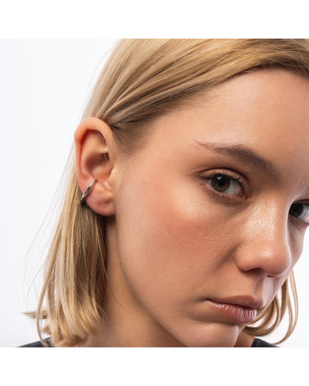 Spero London Metallic Fine Diamond Sterling Ear Suspension Semi-Hoop Earrings