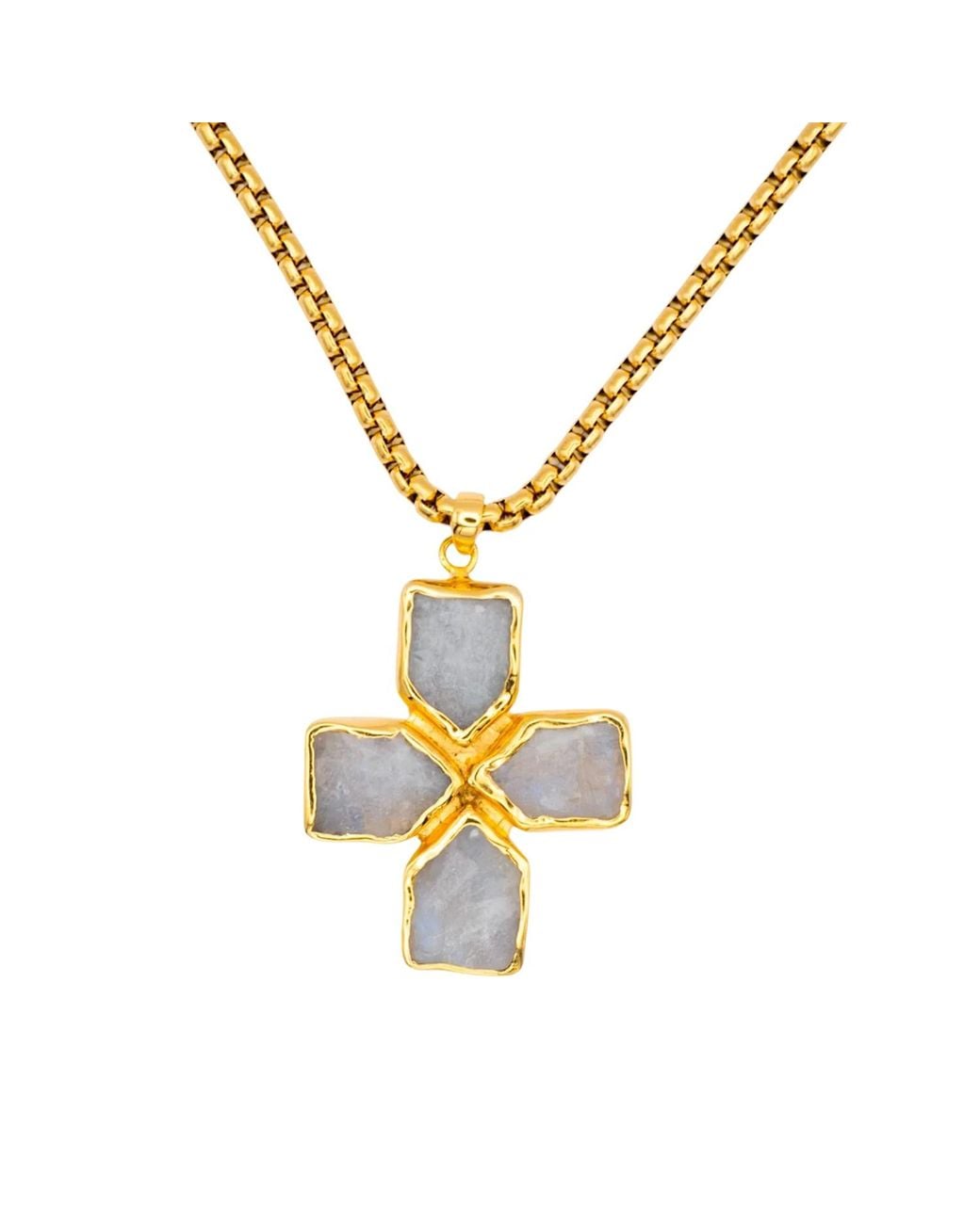 Isolated Jewellery Metallic Moonstone Cross