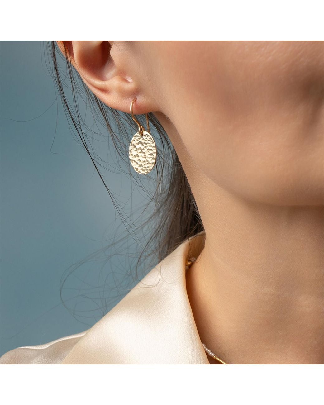 Kate Koel Metallic Textured Filled Oval Drop Earrings Vintage Style Statement Dangles