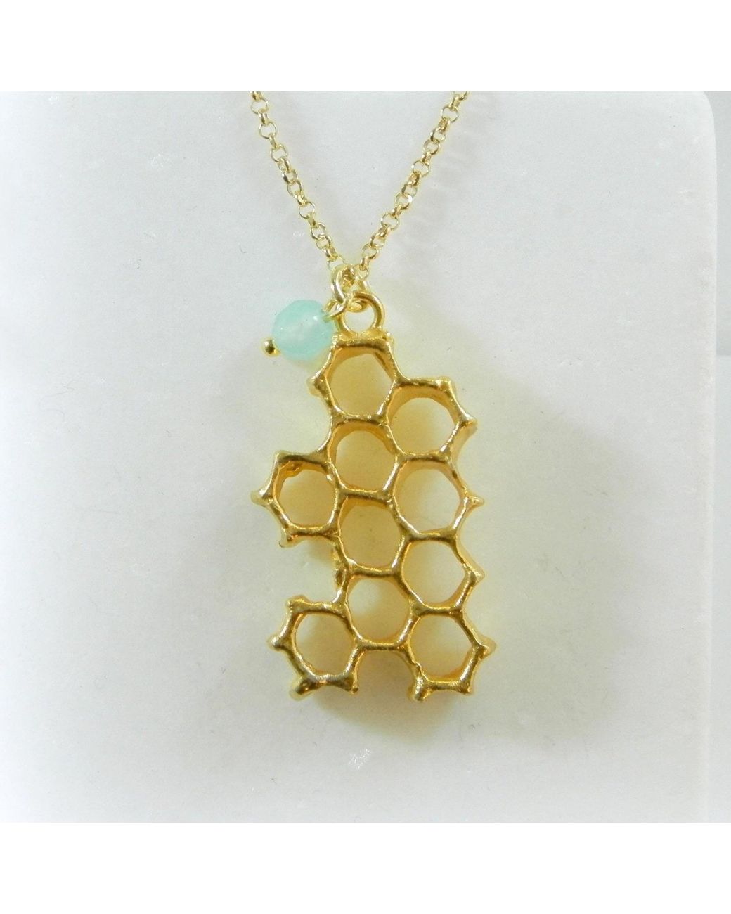 Mother Nature Jewelry Metallic Honeycomb Pendant, Handmade Nature Necklace