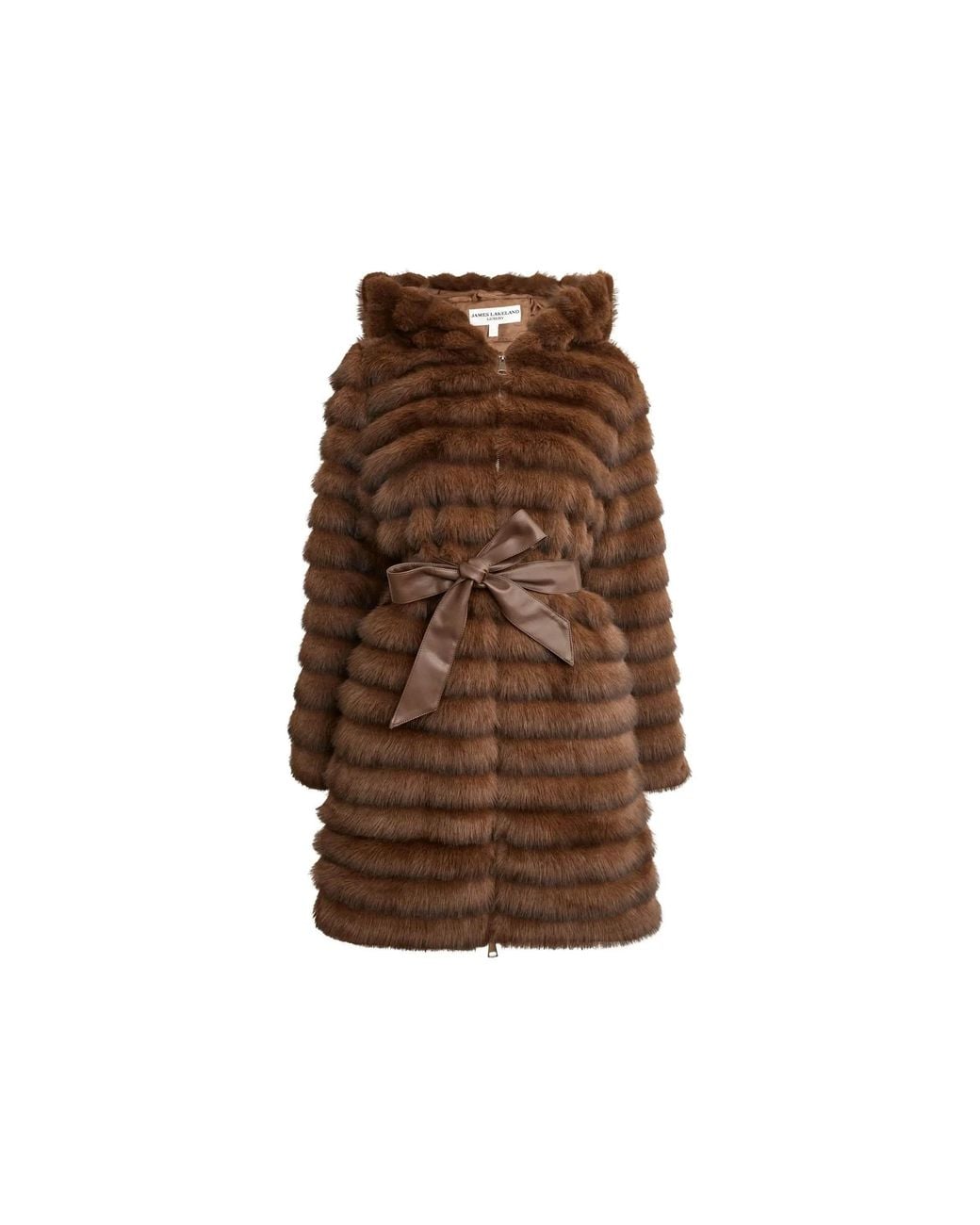 James Lakeland Brown Chocolate Ribbed Faux-Fur Coat