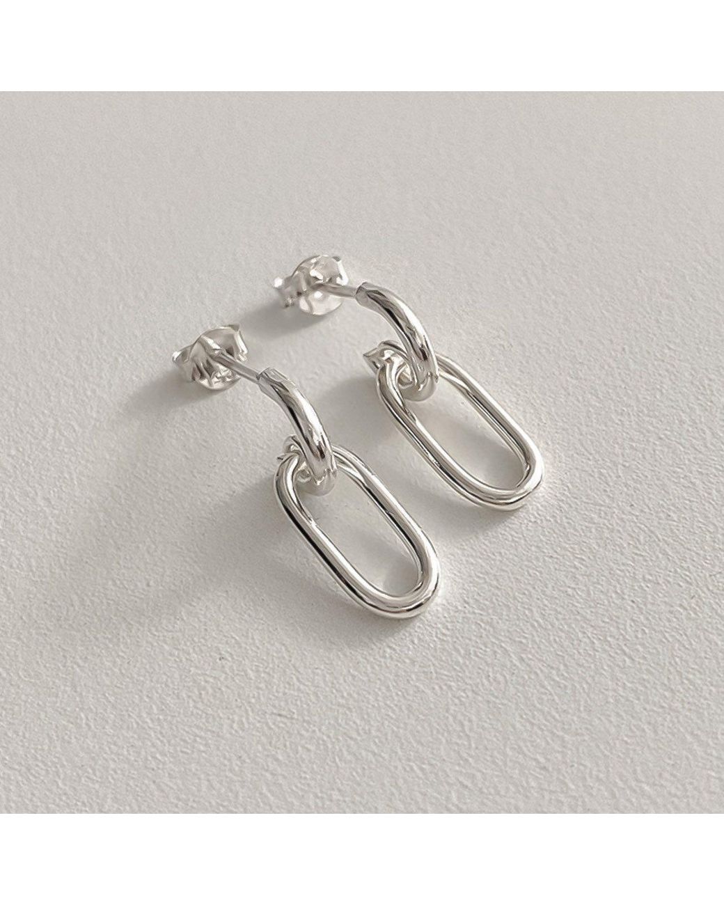 Cote Cache Metallic Oval Chain Link Drop Earrings