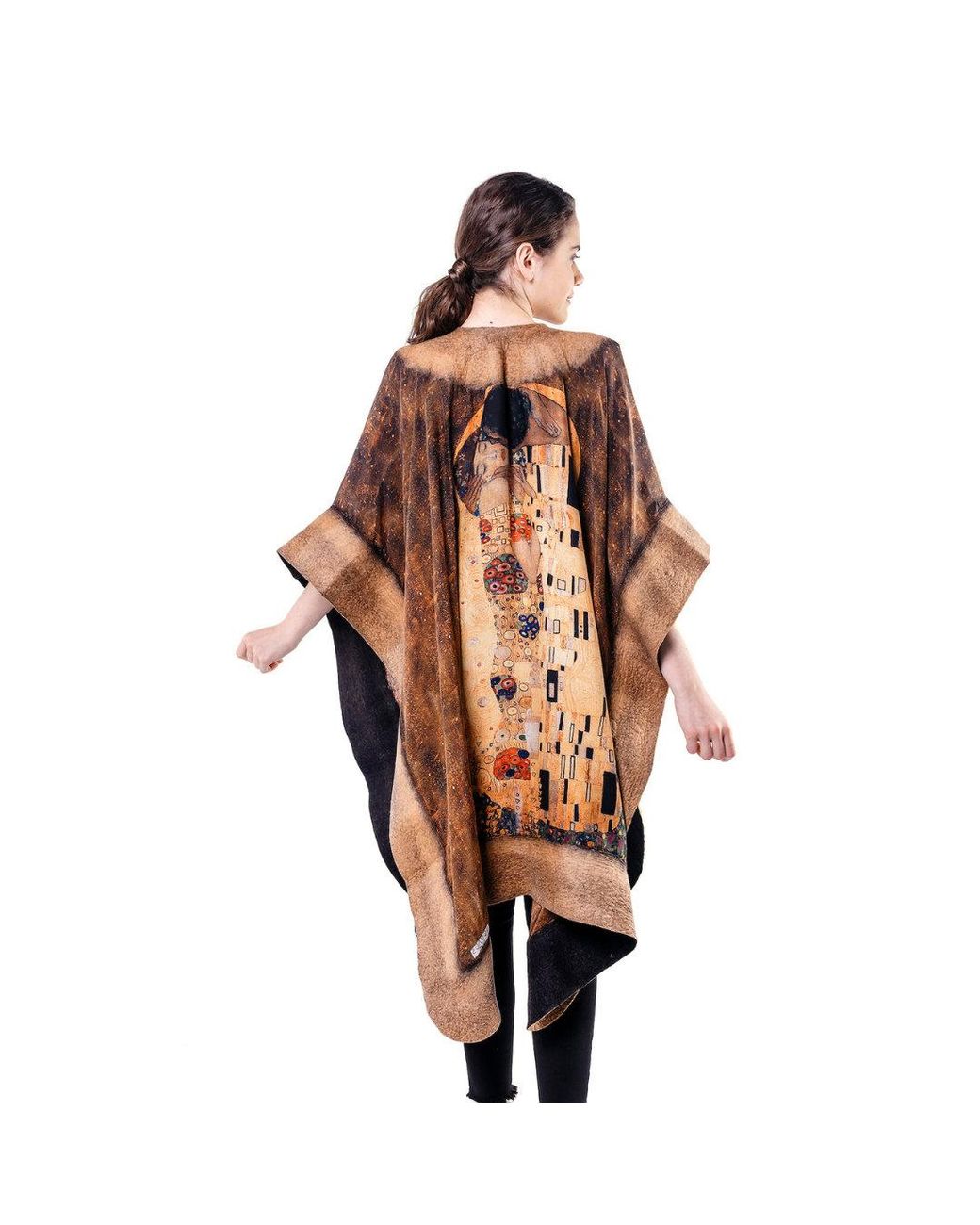 Lumina Eligma Brown Poncho Mulberry Silk & Merino Handmade Felt