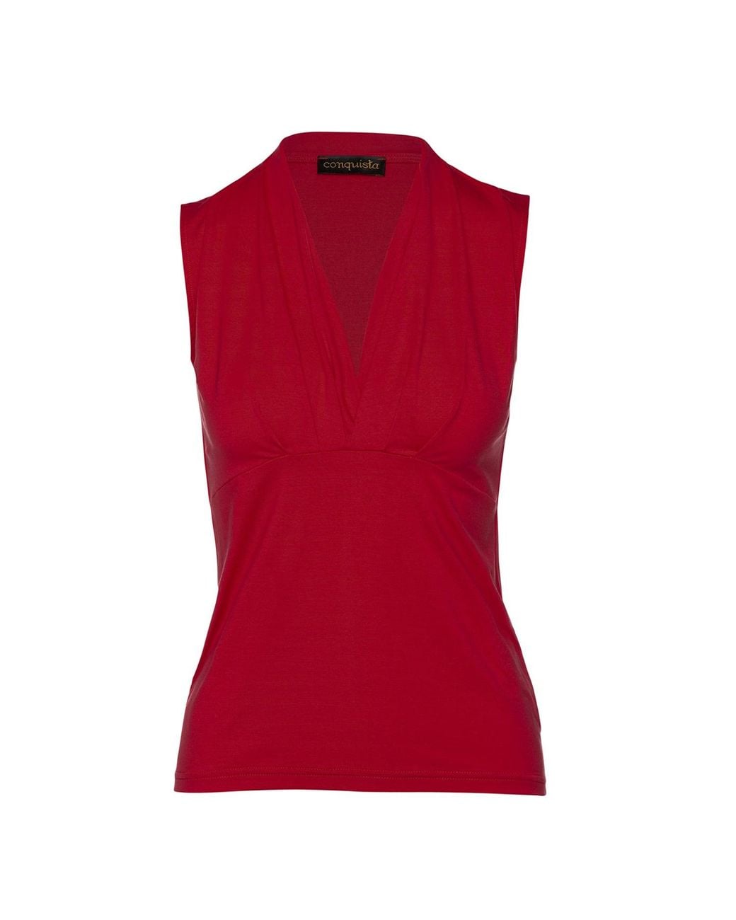 Conquista Red Faux Wrap Sleeveless Top