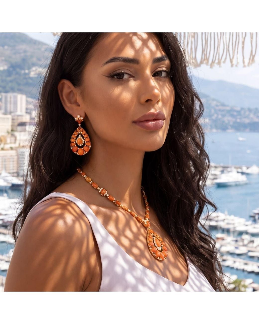 Latelita London Orange Paloma Fire Opal Drop Earrings
