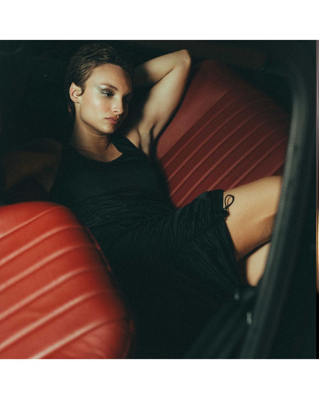 Audrey Vallens Black Spades 2 Gathered Seam Tank Top Dress