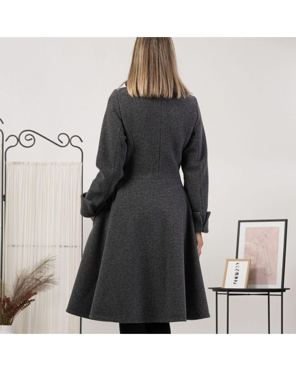 Nikka Place Black Wool Winter Princess Coat With Buttons