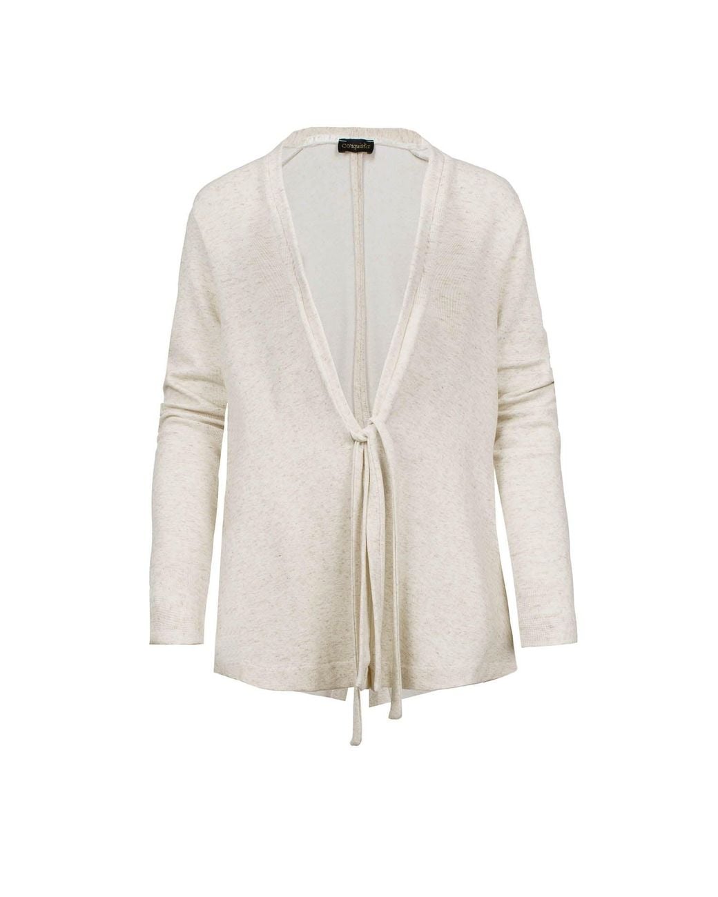 Conquista White Neutrals Sand Open Front Linen Cardigan