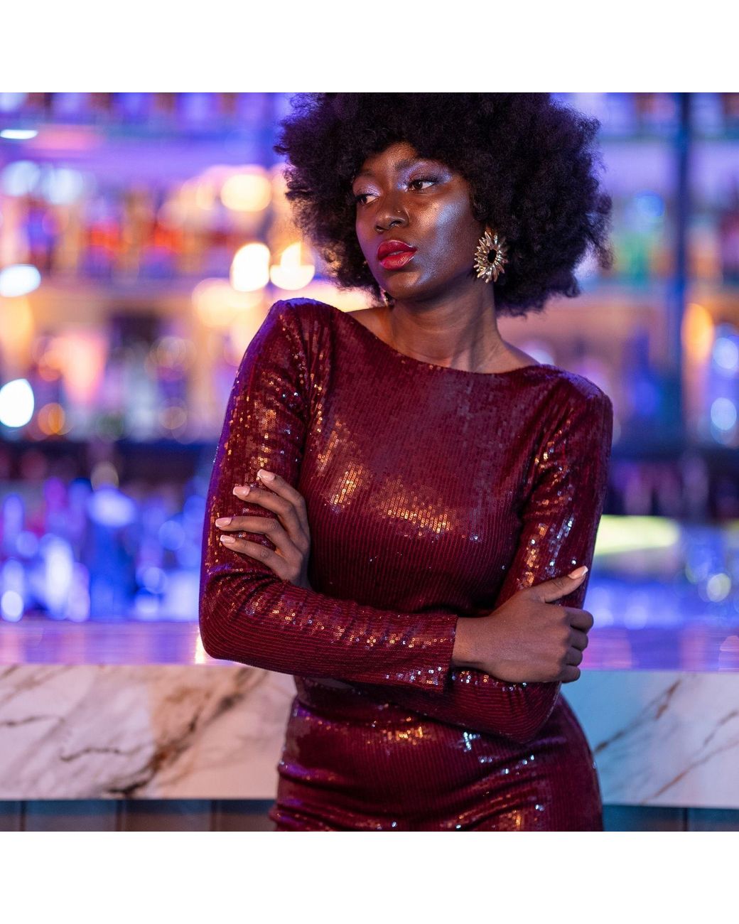 Thisisu Collection Red Sylvie Sequin Crop Top