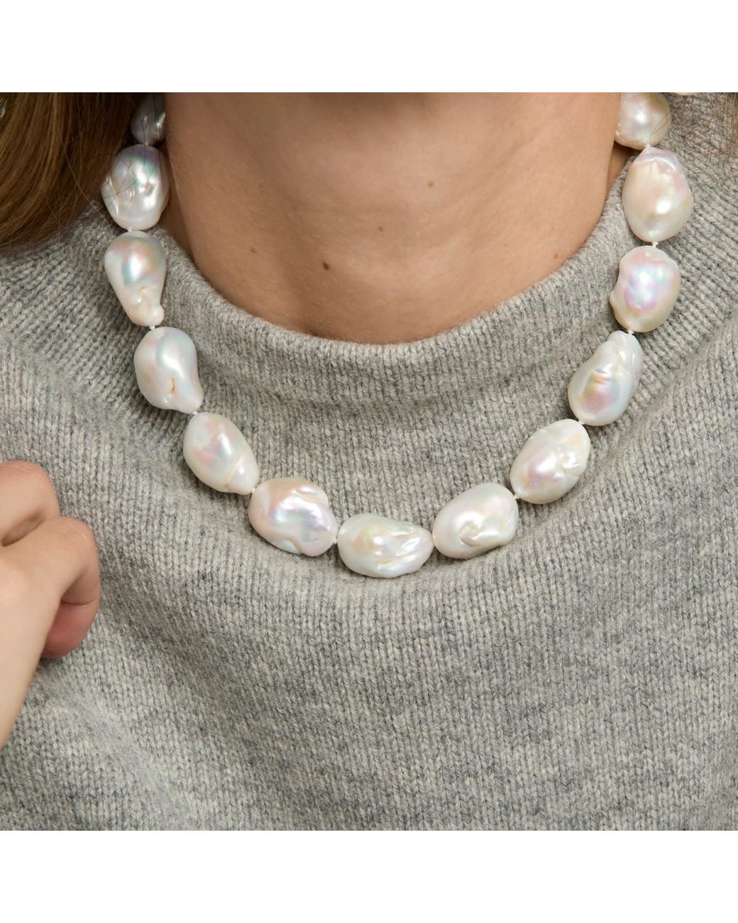 Pearls of the Orient Online Metallic Decus Large Baroque Cultured Freshwater Pearl Necklace