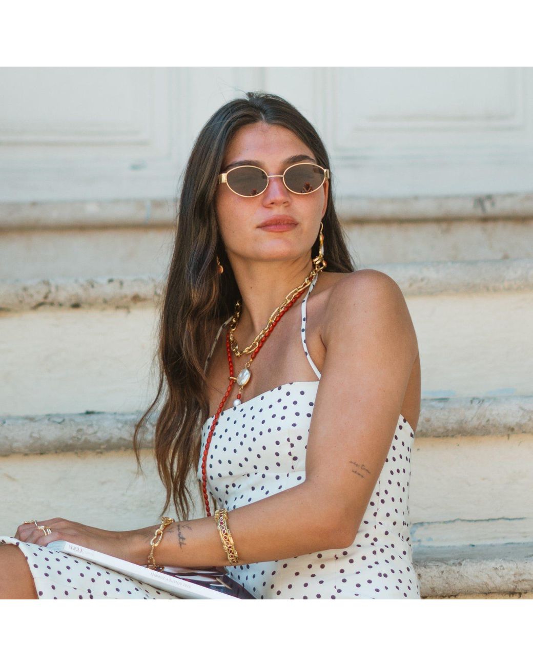 Ebru Jewelry Metallic Coral Vitality Pearl Lariat Necklace