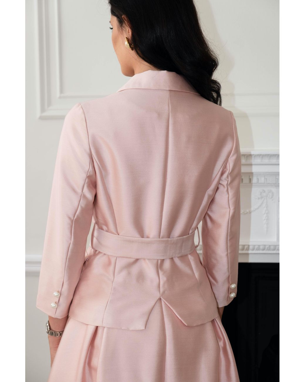 Santinni Pink Audrey Silk & Wool Dress Coat