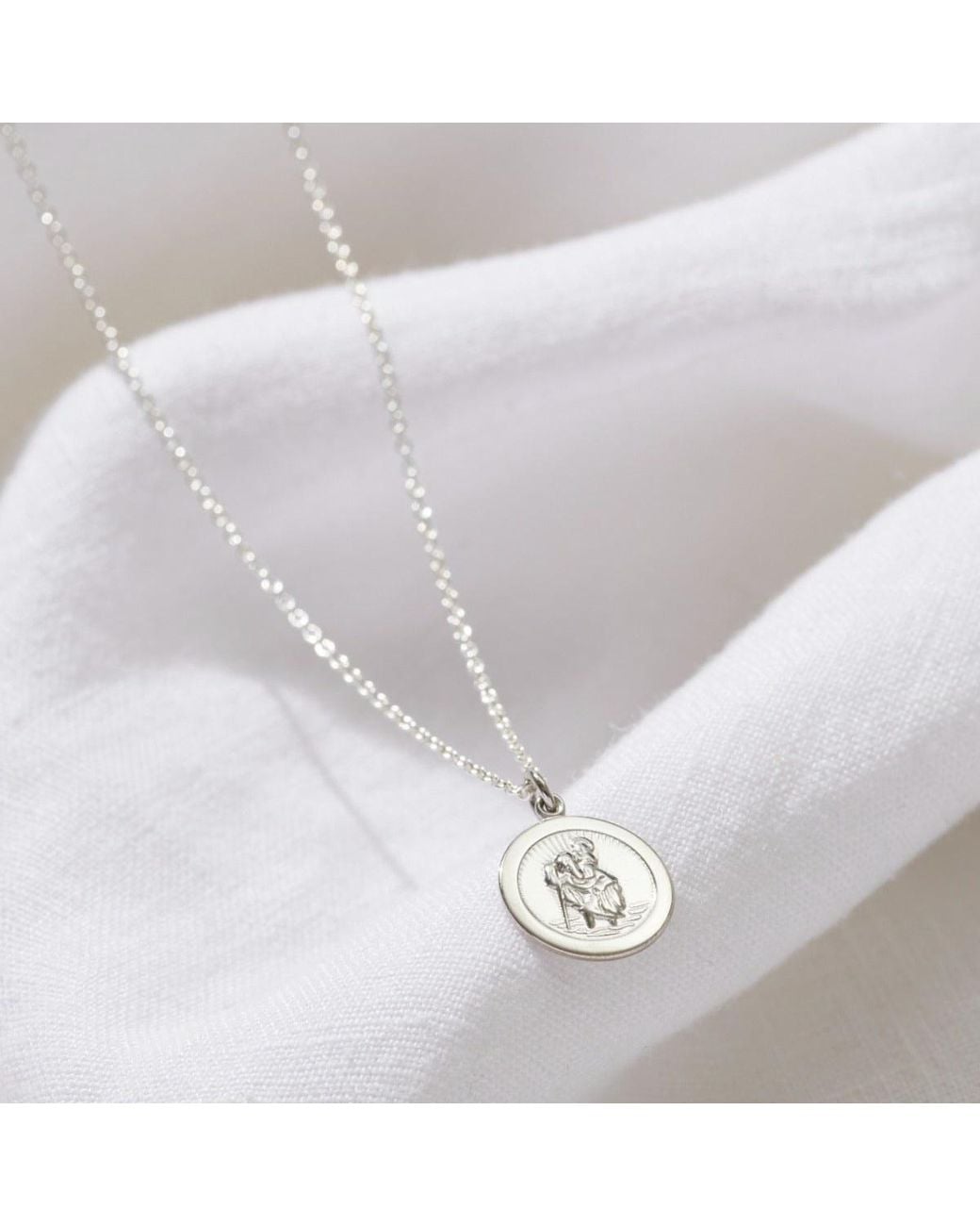 Posh Totty Designs Metallic Mini Sterling St Christopher Necklace for men