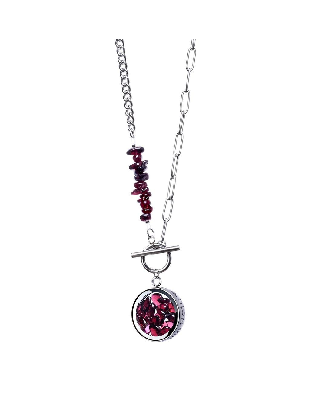 My Little Nature White Garnet Birthstone Necklace With Beaded Chain And Charm