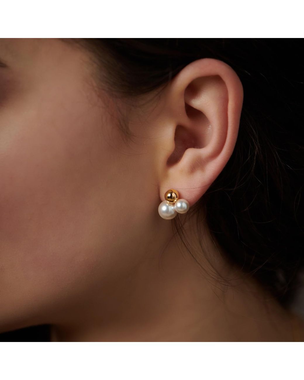 Janus Edinburgh Metallic Jemet Trio Freshwater Pearls Vermeil Earrings
