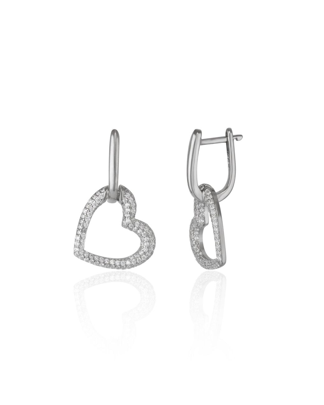 Spero London Metallic Chunky Heart Sterling Drop Earring