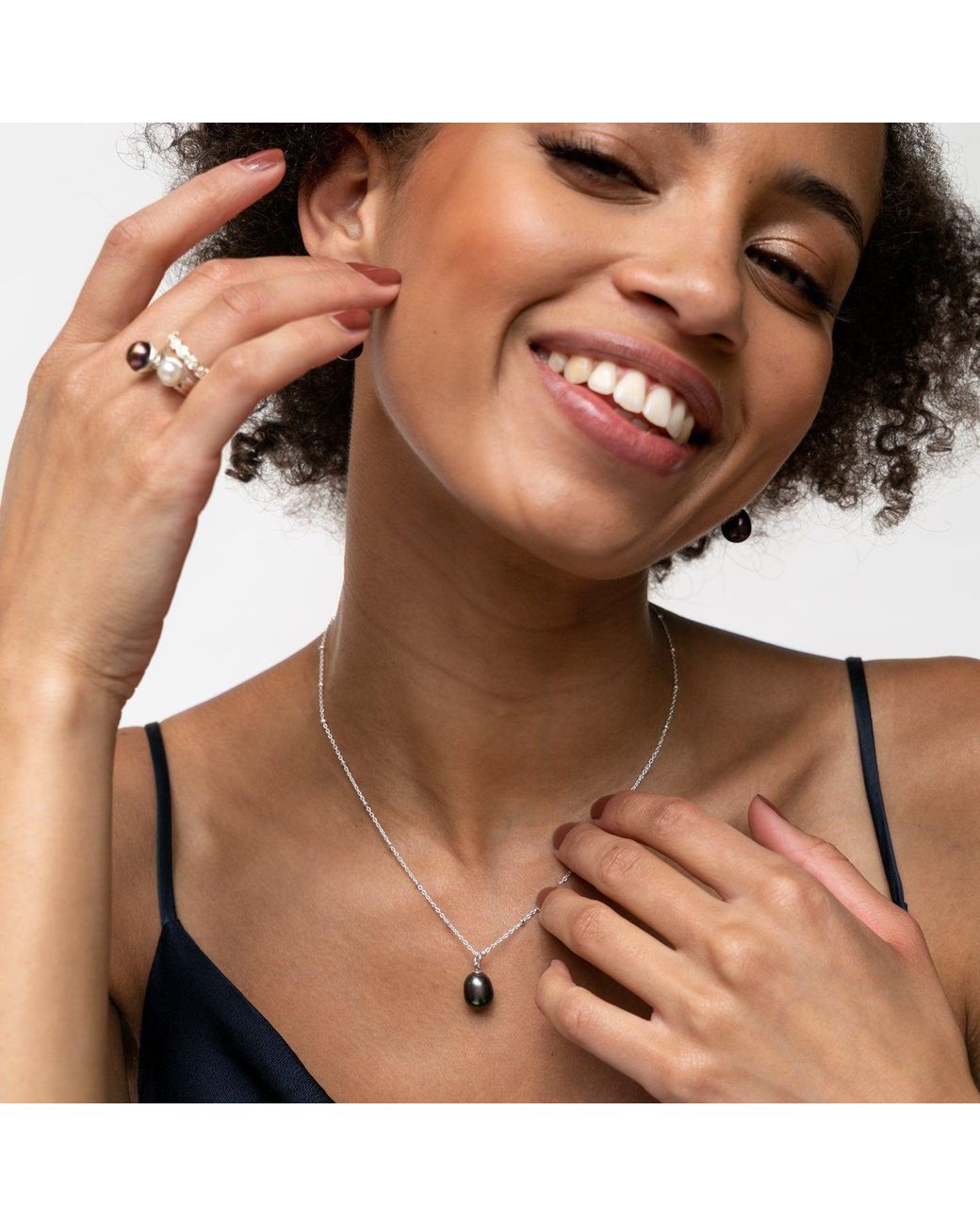 Dower & Hall Metallic Large Oval Peacock Luna Pearl Pendant