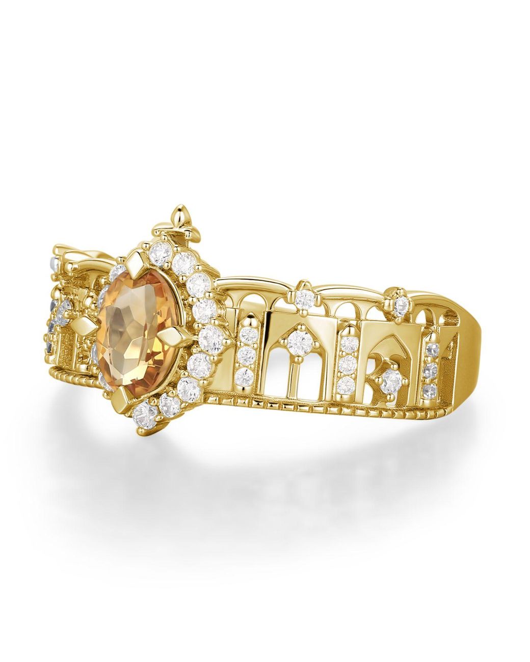 Azura Jewelry New York Metallic The Alhambra Arcade Citrine Ring Vermeil
