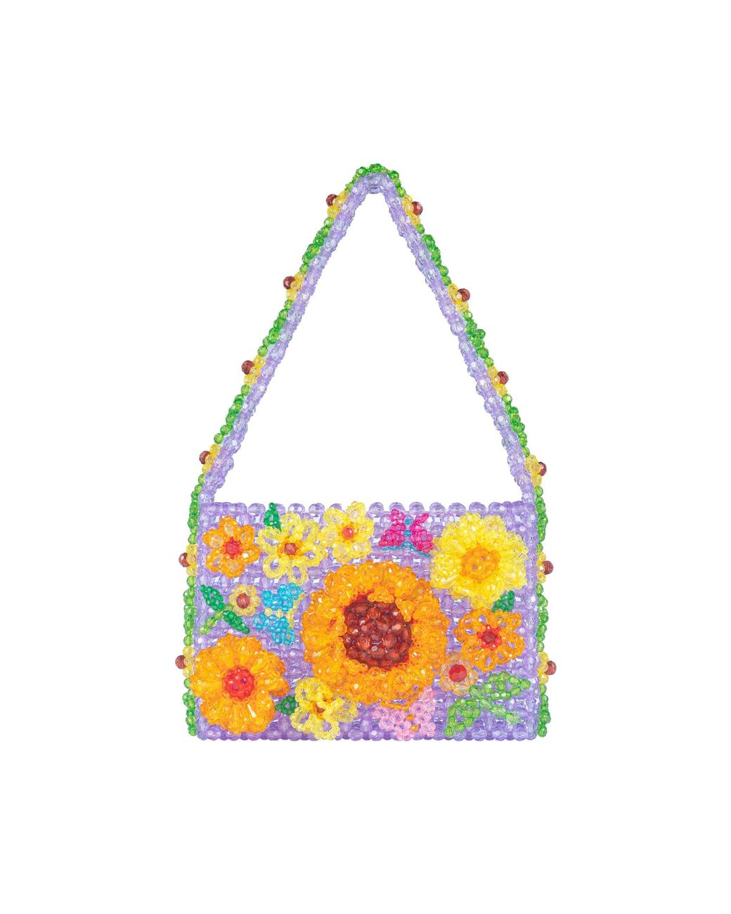 Tillie Beads Yellow Sunflower Floral Mini Bead Bag