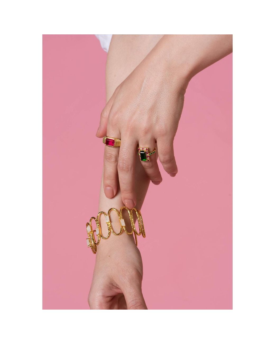 Lavani Jewels Pink Fuchsia & Plated Chevalier Ring