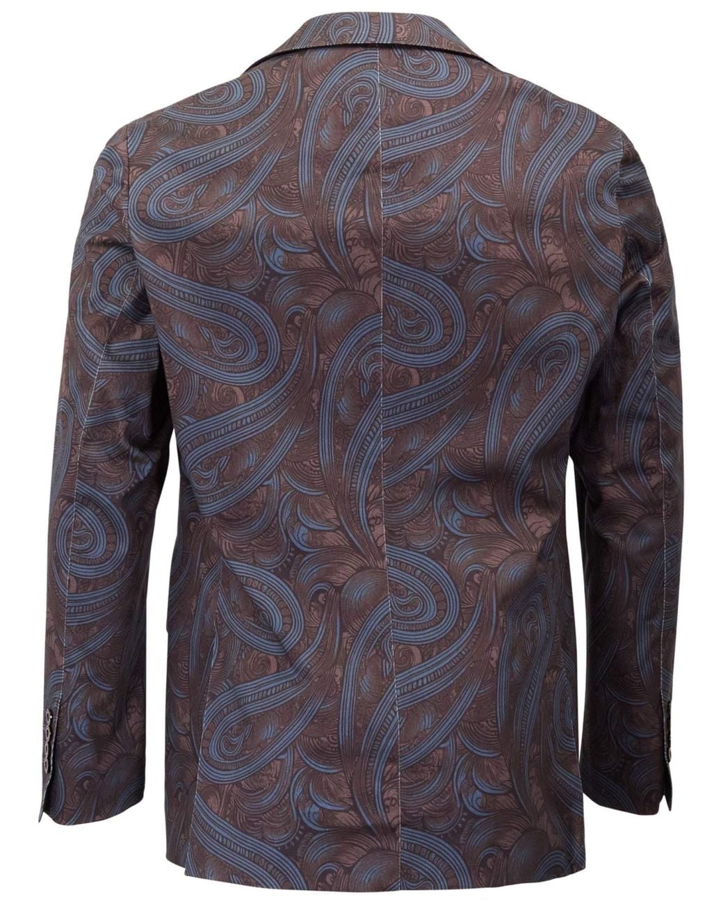 Lords of Harlech Blue Josh Paisley Badalona Brownie Stretch Tailored Blazer for men