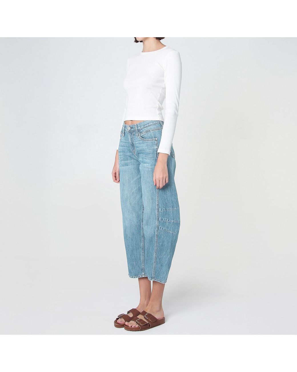 NOEND Blue Ava Flutter Slung Fit Jeans
