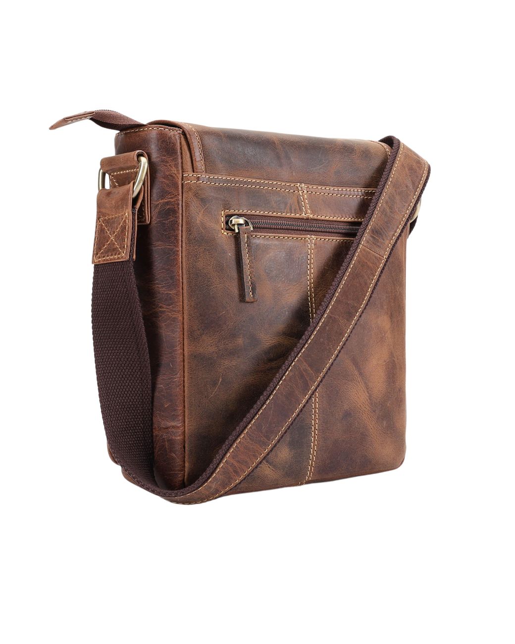 Lloyd Baker Brown Arrah Distressed Leather Crossbody Bag for men
