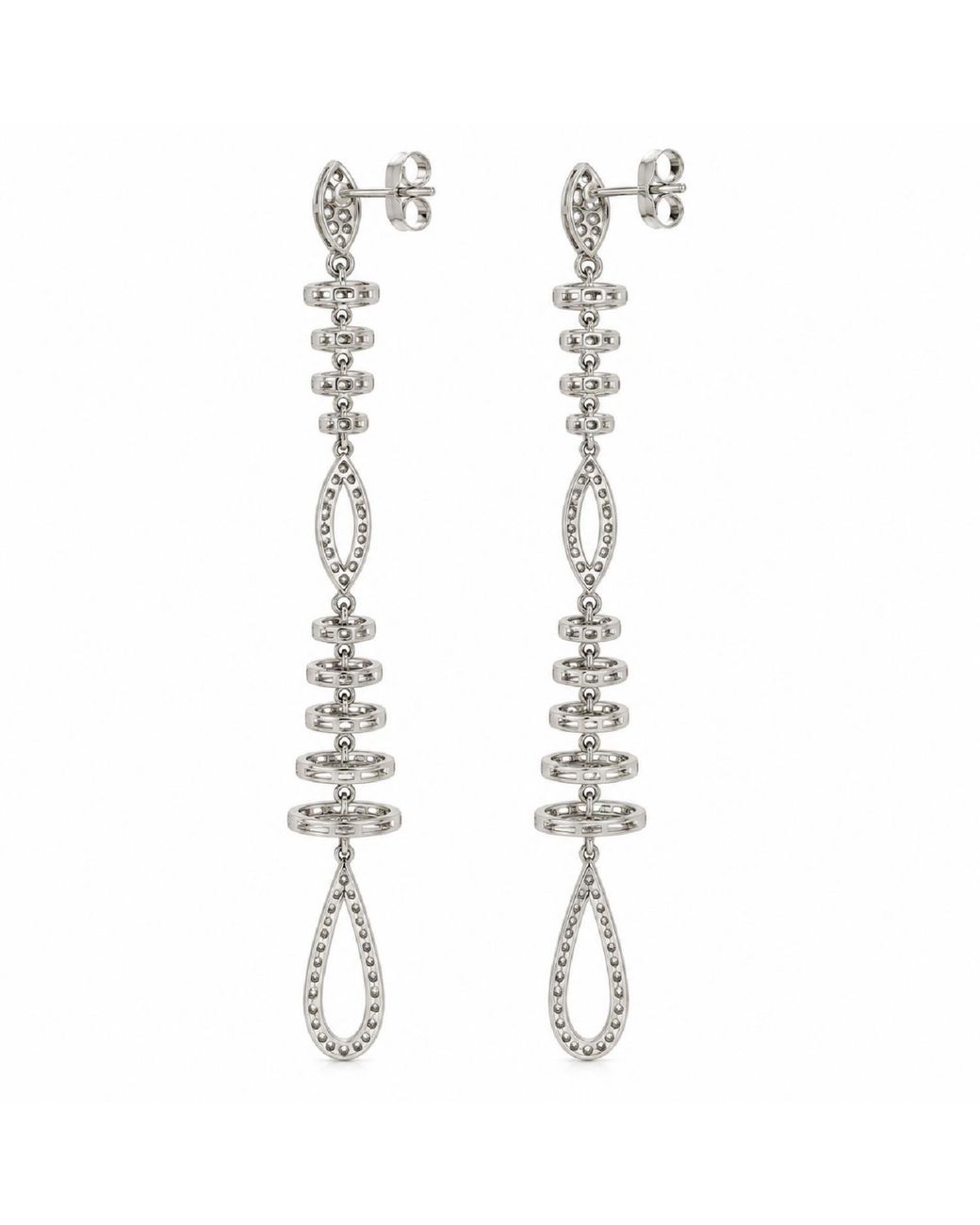 Artisan Metallic 18K Diamond Spiral Long Drop Earrings