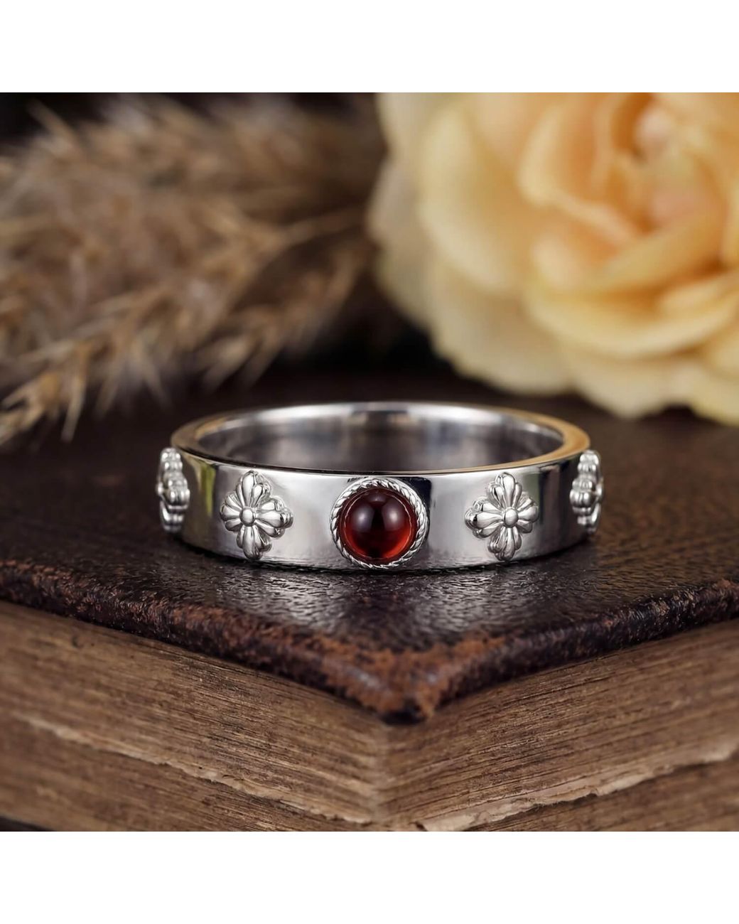 Azura Jewelry New York White Howl's Moving Castle Mozambique Garnet Ring Vermeil