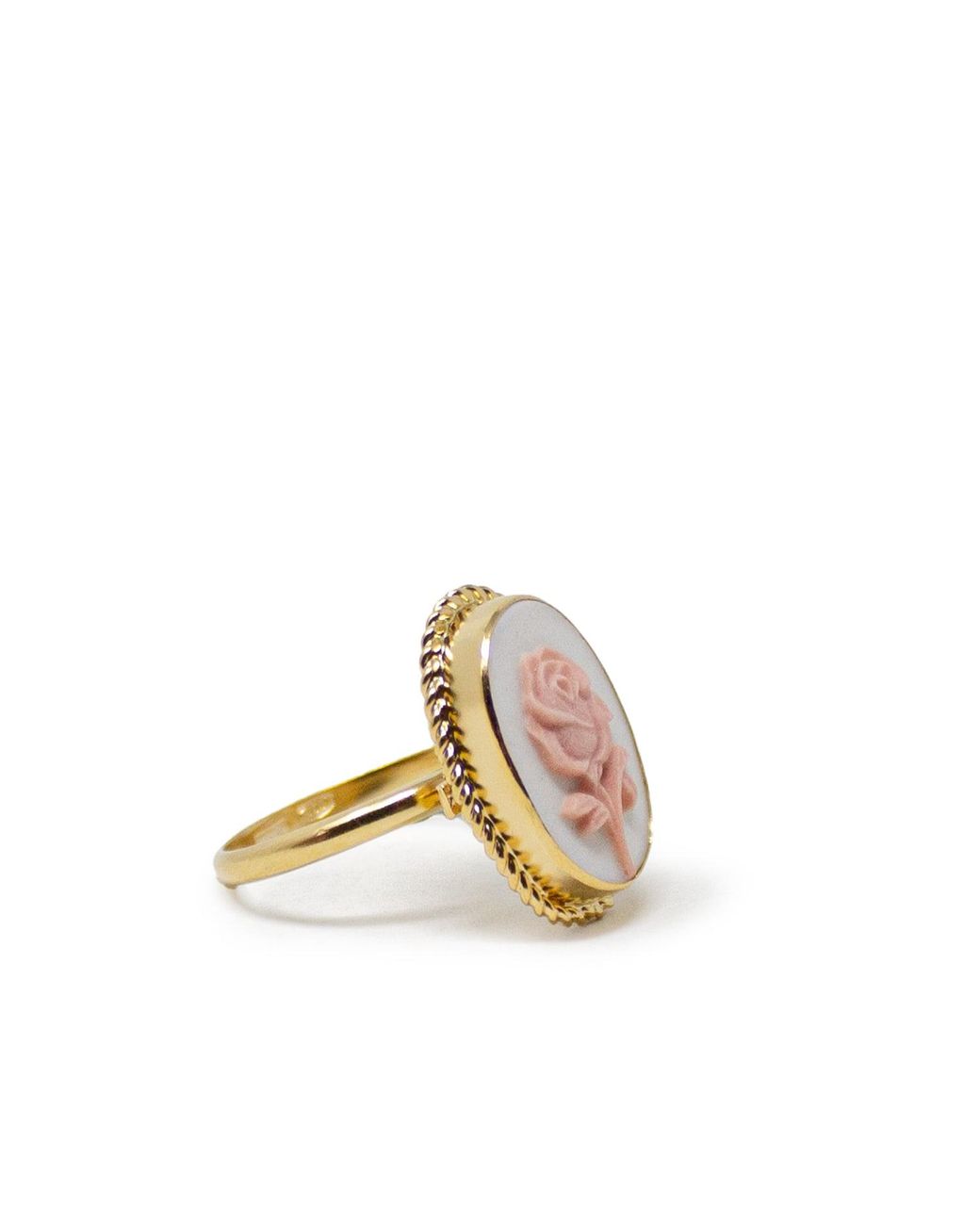 Vintouch Italy Pink Plated Rose Cameo Ring