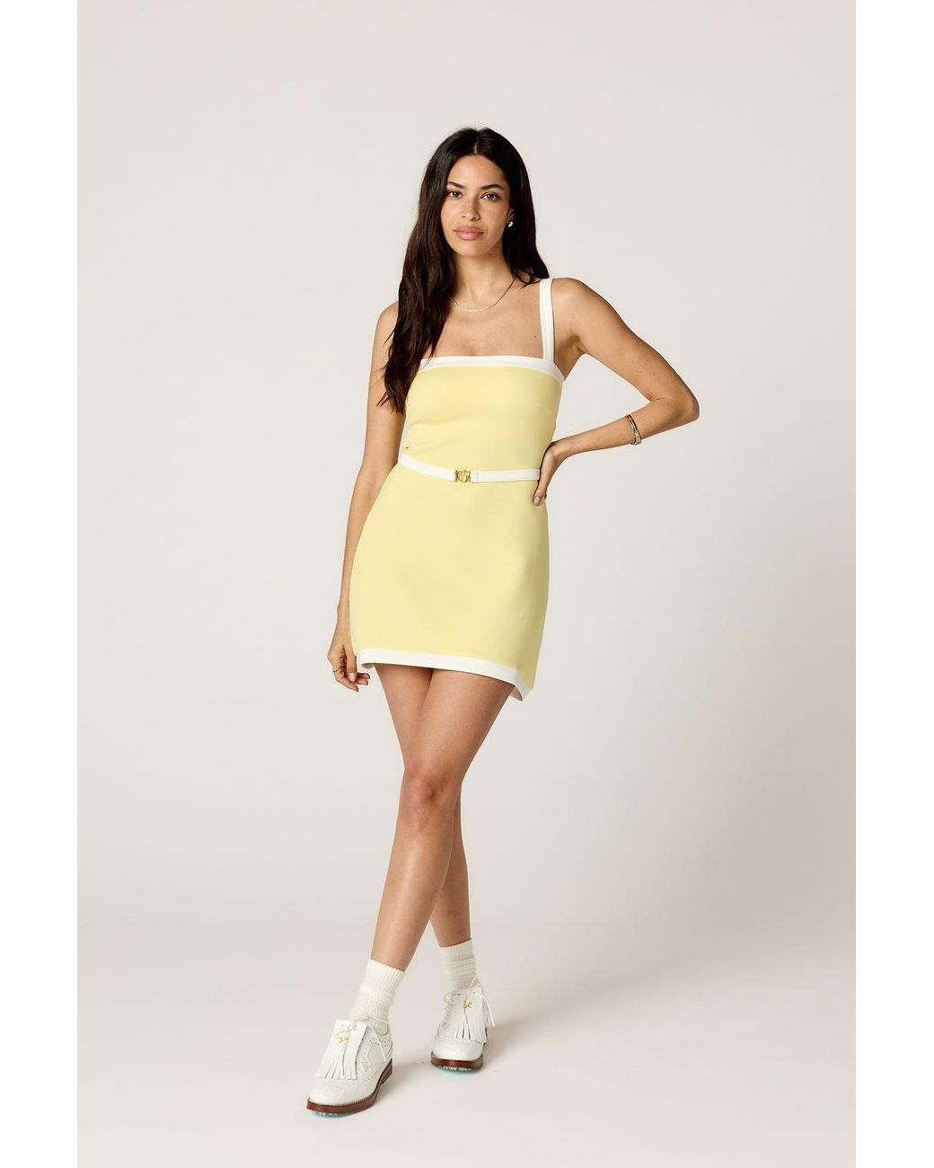 Goldie Byrd Yellow Belted Cami Dress
