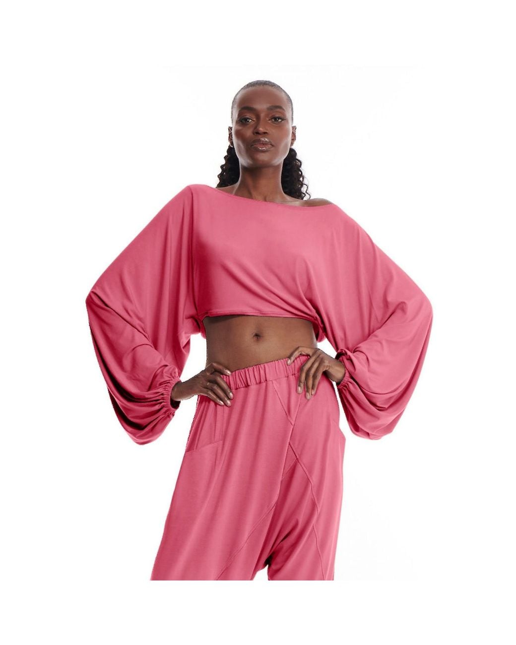 carlton jones Pink Cyclades Bamboo Cropped Sleeves