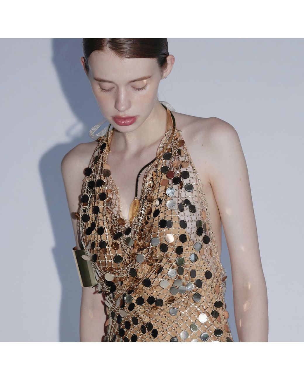 Belsize25 Metallic Mayfair Series – Mesh Sequinned Halterneck Evening Gown